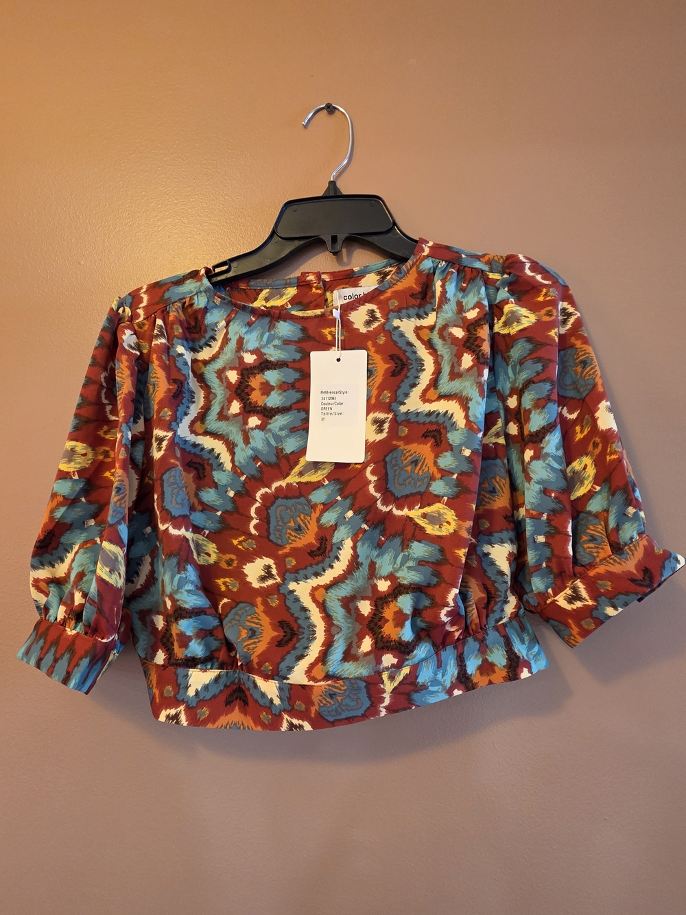 Print Cropped Open Back Top